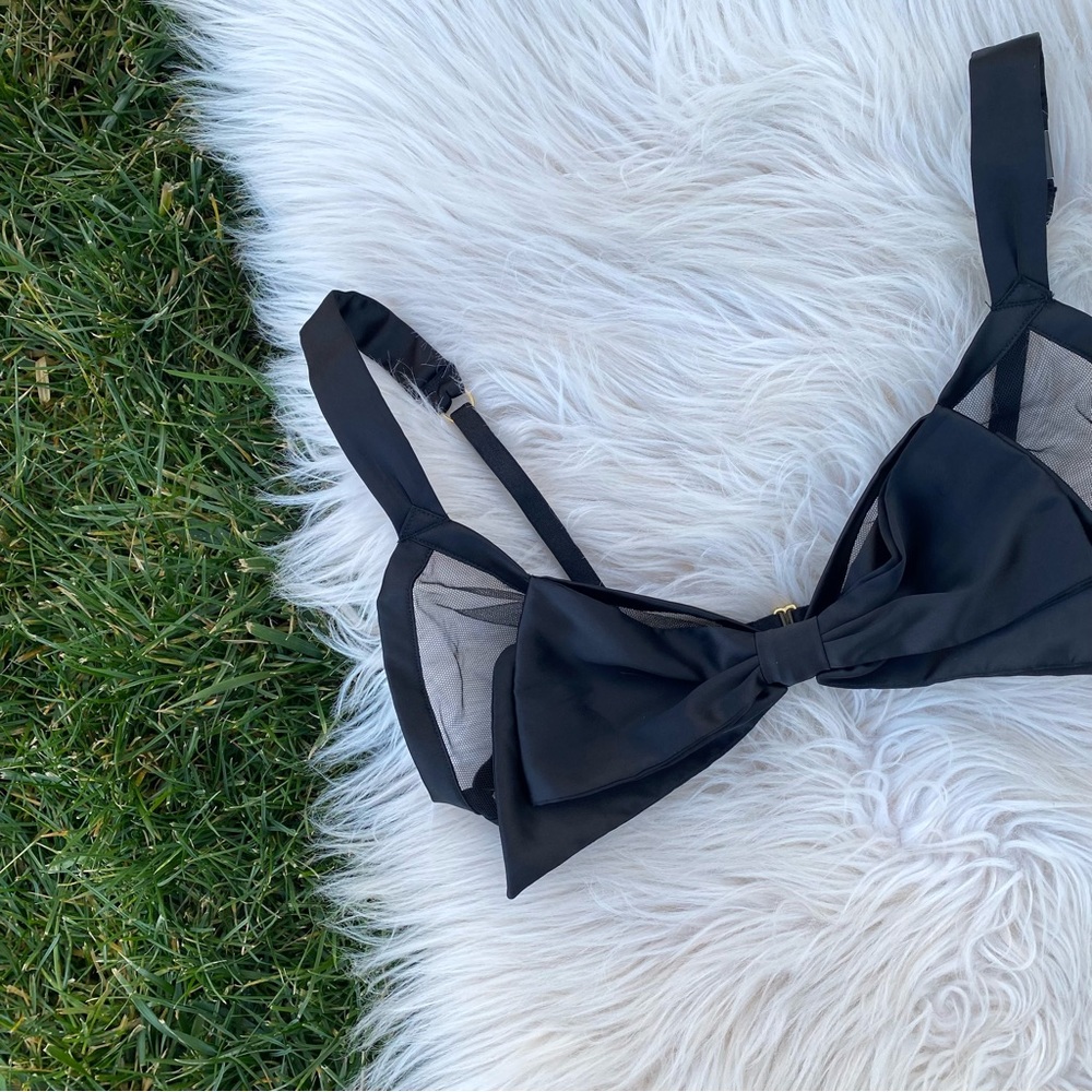 Victoria's Secret Dream Angels Bra Bralette Mesh Satin Bow Black small - Picture 3 of 9